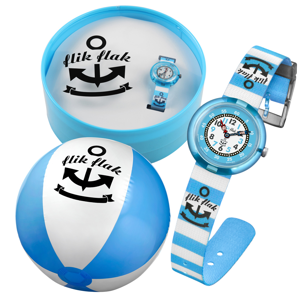 Flik Flak FTNP004 Blue Stripes Horloge