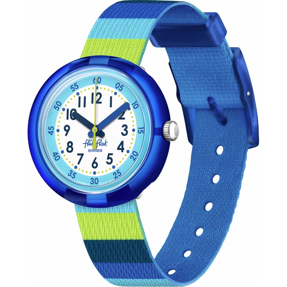 Flik Flak 5+ Power Time FPNP112 Stripy Blue Horloge