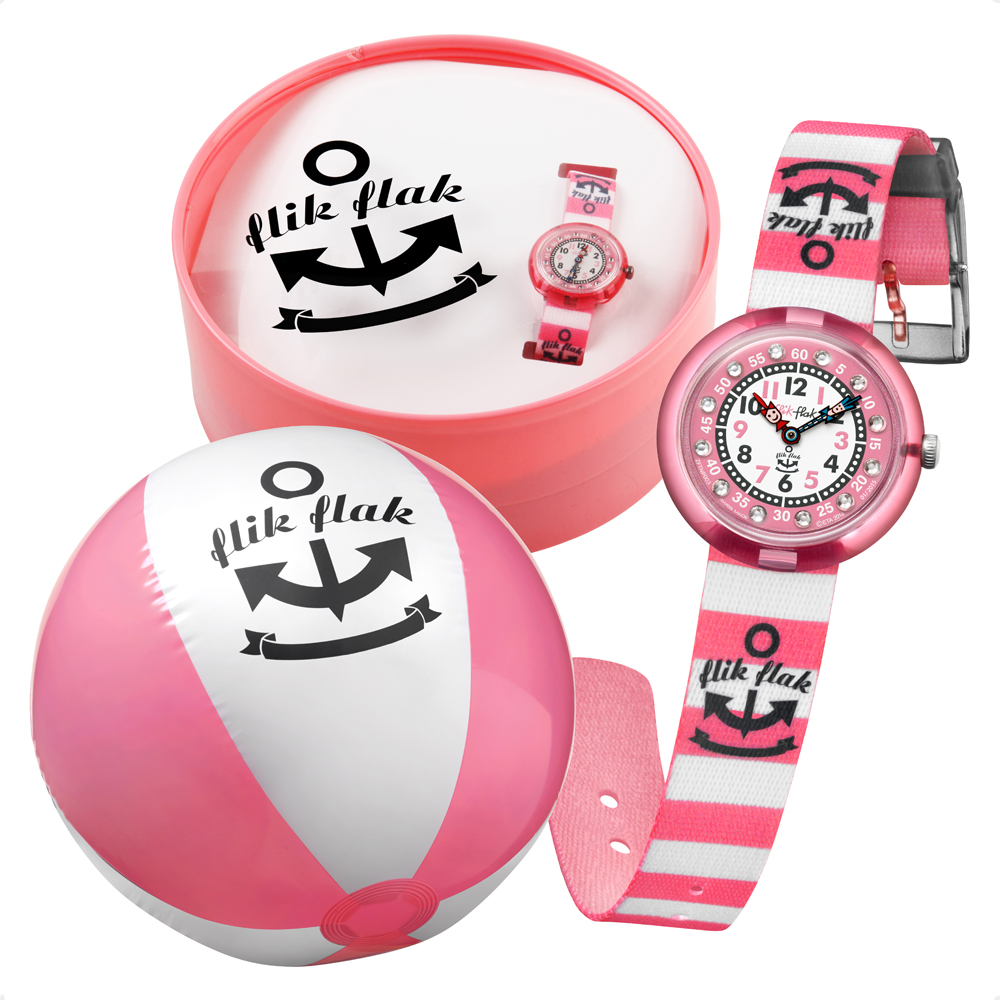 Flik Flak FTNP003 Pink Stripes Horloge