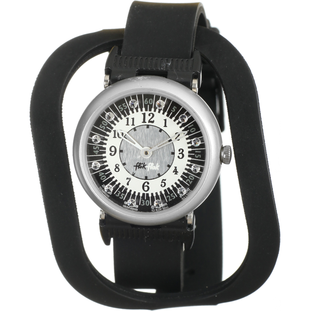 Flik Flak 5+ Power Time FPN050 Shaped on Black Horloge