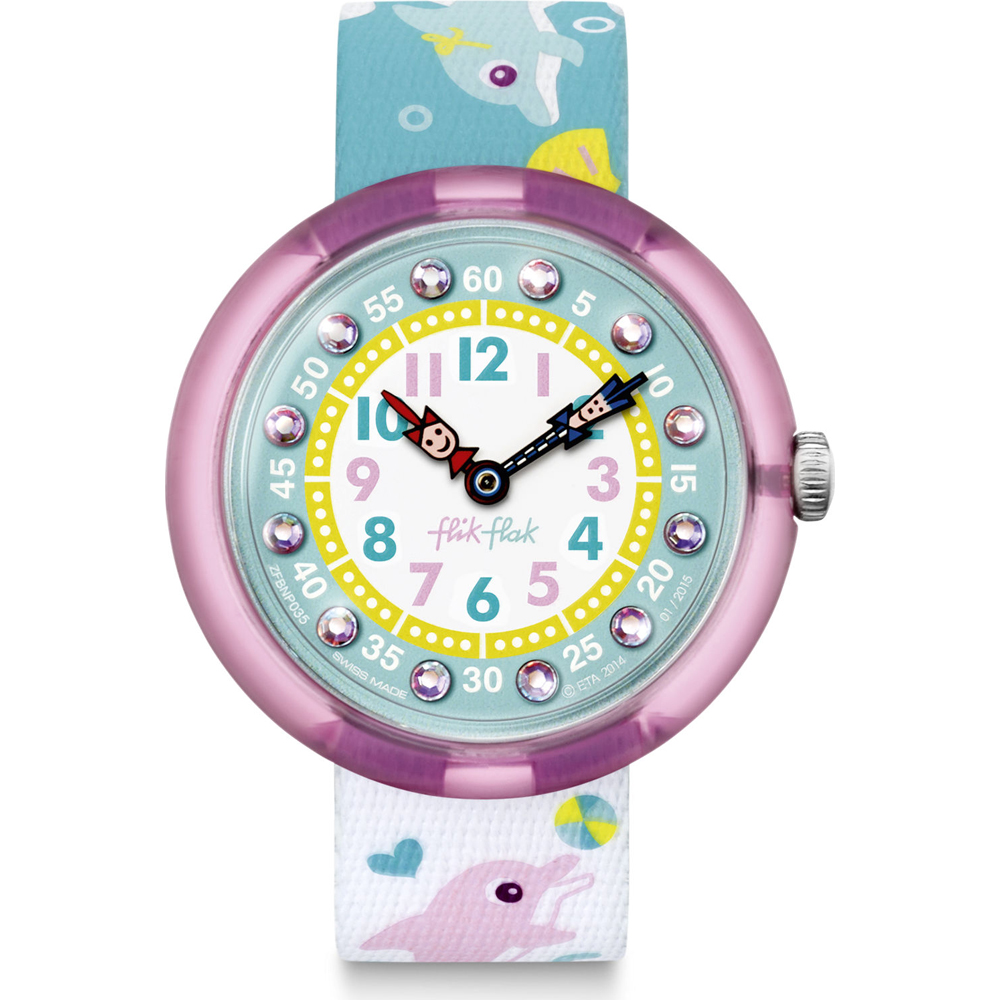 Flik Flak 3+ Story Time FBNP035 Sunny Hours - Splashy Dolphins Horloge