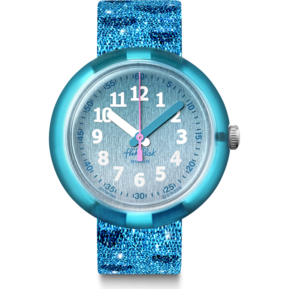 Flik Flak 5+ Power Time FPNP064 Turquoise Sparkle Horloge