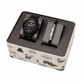 Cadeauset: zwarte heren chronograaf met gratis extra band Lente/Zomer collectie Fossil