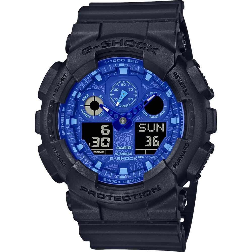 G-Shock Classic Style GA-100BP-1AER Ana-Digi - Blue Paisley Horloge