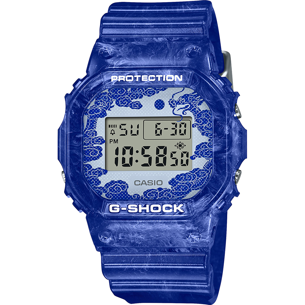 G-Shock DW-5600BWP-2ER Classic Style - Blue & White Pottery Horloge