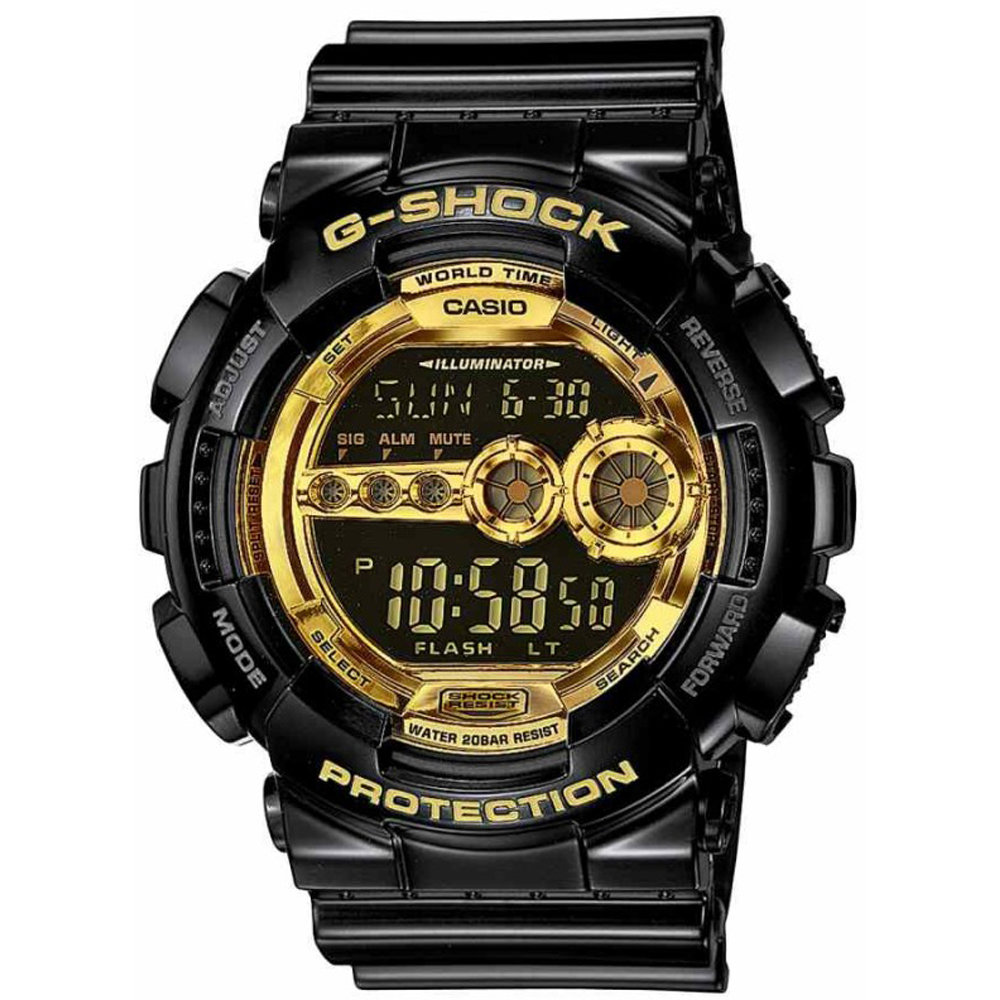 G-Shock Classic Style GD-100GB-1ER World Time - Garish Black Horloge