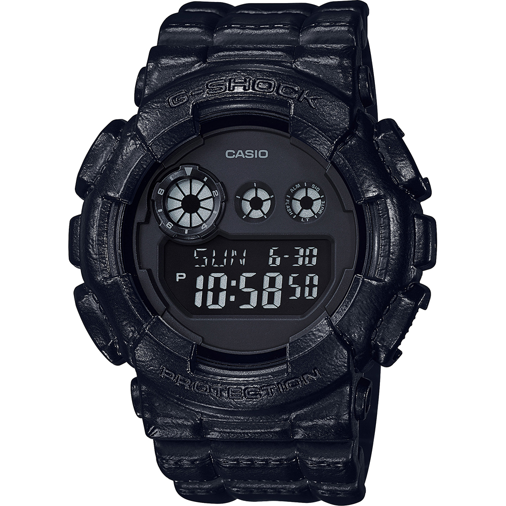 G-Shock Classic Style GD-120BT-1 Black Out Texture Horloge