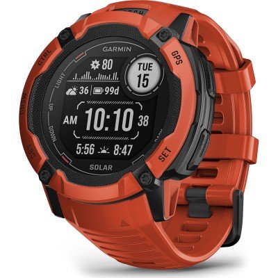 Horloge.nl Garmin Instinct 2X Solar - Flame Red 50 mm Robuust solar Multiband GPS smartwatch aanbieding