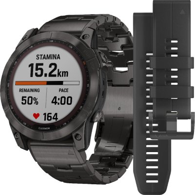 Horloge.nl Garmin Fenix 7X Sapphire Solar 51 mm Titanium solar GPS smartwatch met extra siliconen band aanbieding