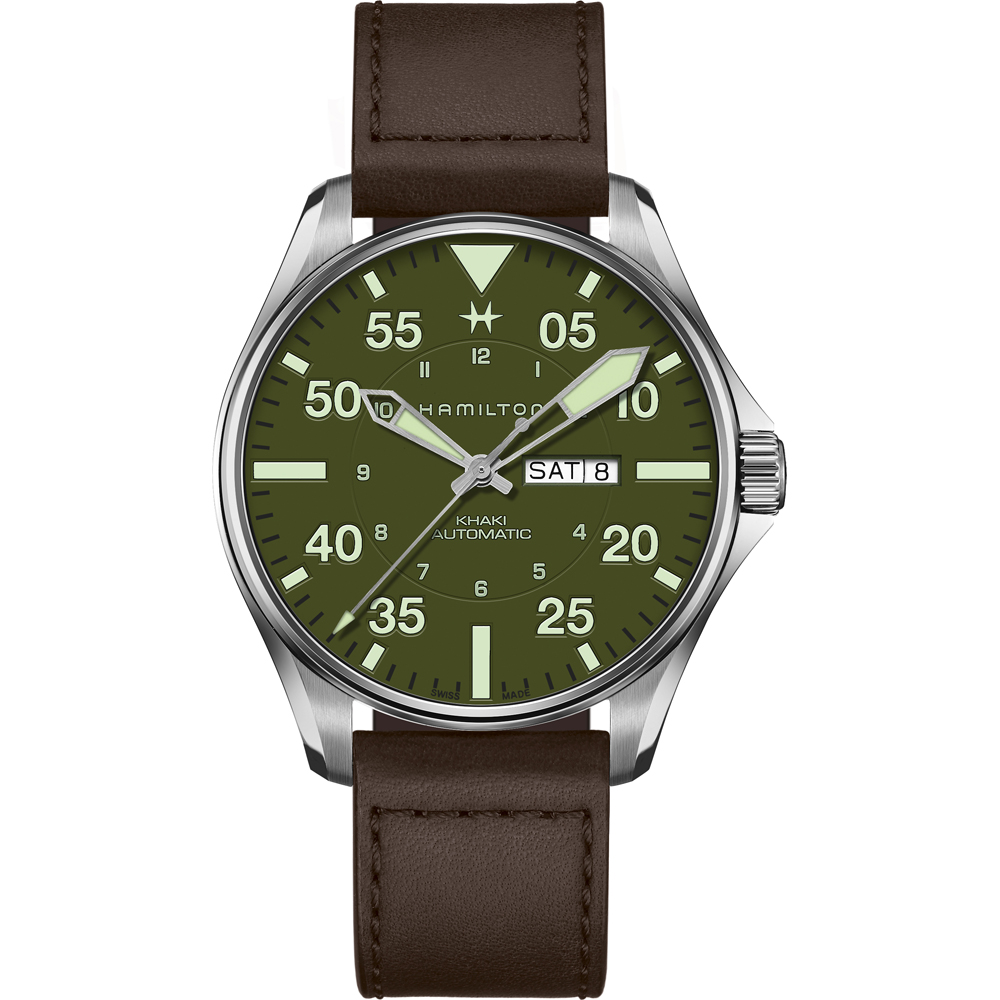 Hamilton Aviation H64735561 Khaki Pilot Schott NYC horloge