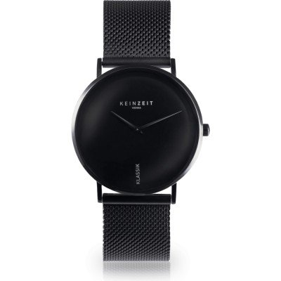 Horloge.nl Keinzeit Total Black 38 mm Zwart minimalistisch horloge met mesh band aanbieding