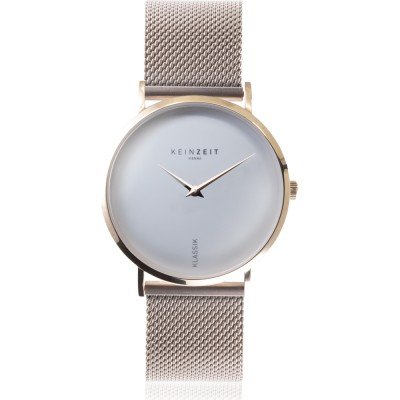 Horloge.nl Keinzeit Minimal Mint 38 mm Minimalistisch horloge met roségoudkleurige mesh band aanbieding