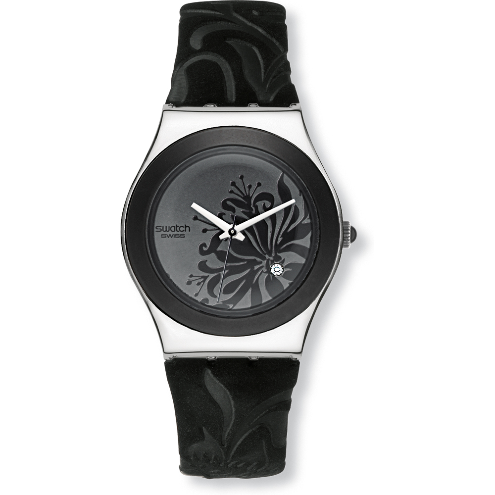 Swatch Irony Medium YLS146 Black Flower horloge