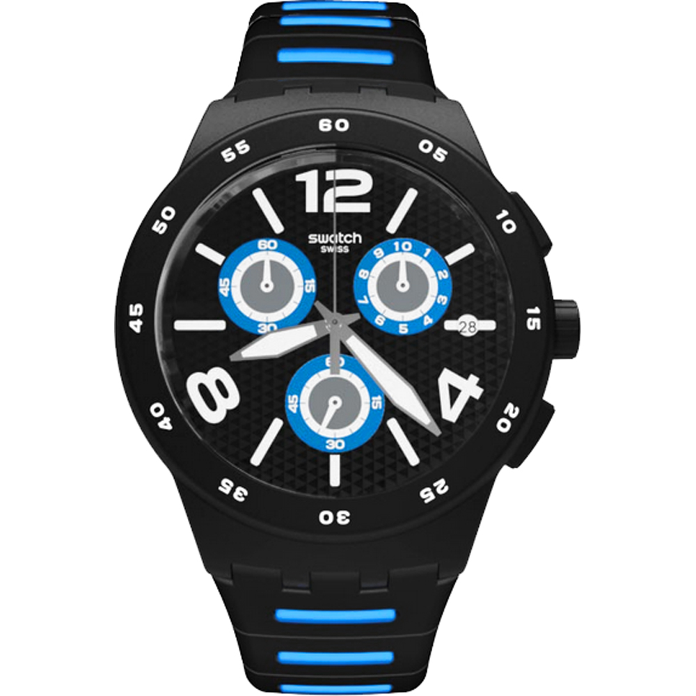 Swatch New Chrono Plastic SUSB410 Black Spy Horloge