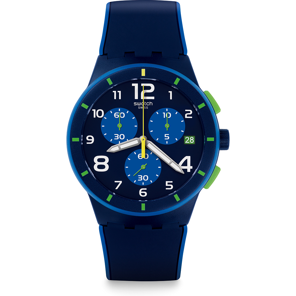Swatch New Chrono Plastic SUSN409 Bleu Sur Bleu Horloge