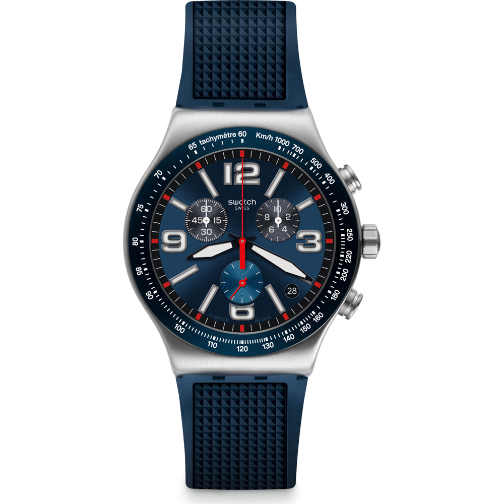 Swatch Irony - Chrono New YVS454 Blue Grid Horloge