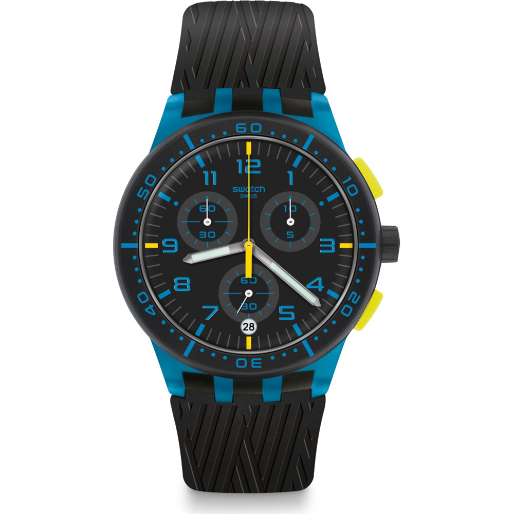 Swatch New Chrono Plastic SUSS402 Blue Tire Horloge