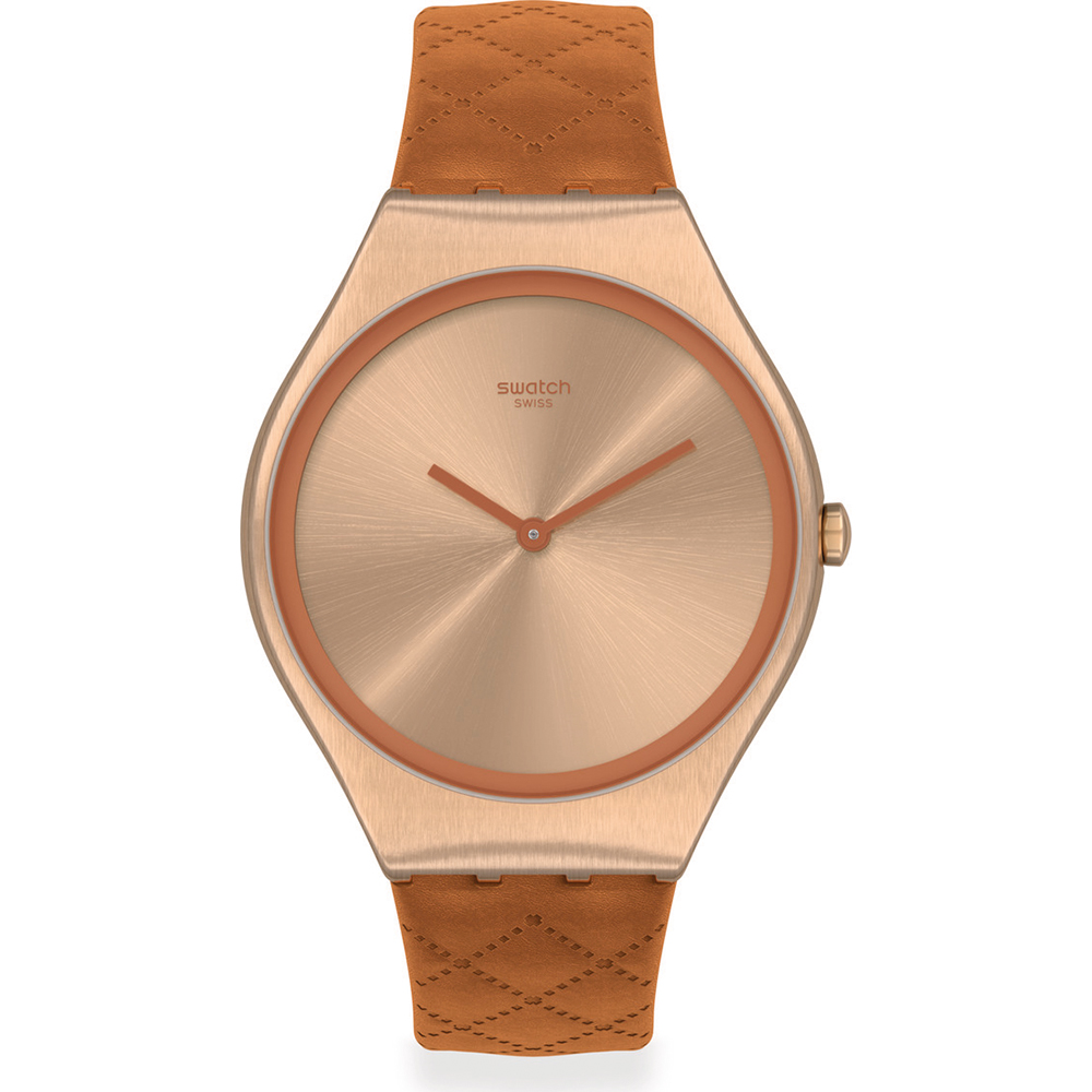 Swatch Skin Irony SYXG115 Brown Quilted Horloge