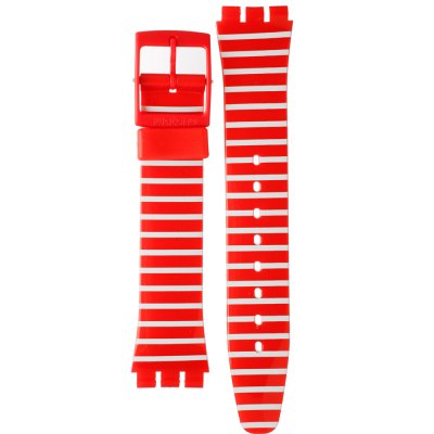 Swatch Plastic - Originals Medium (34mm) /Access/Solar/Musicall/Stop - G/SK/SL/SR/SS/SO28 AGR154I GR154I Cherry-Berry Striped Horlogeband