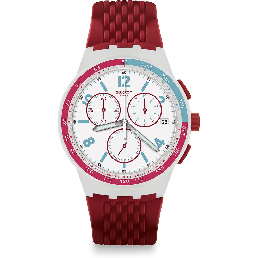 Swatch New Chrono Plastic SUSM403 Red Track Horloge
