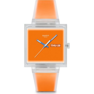 Swatch What If - Square SO38K704 What If... Jelly see thru orange? Horloge