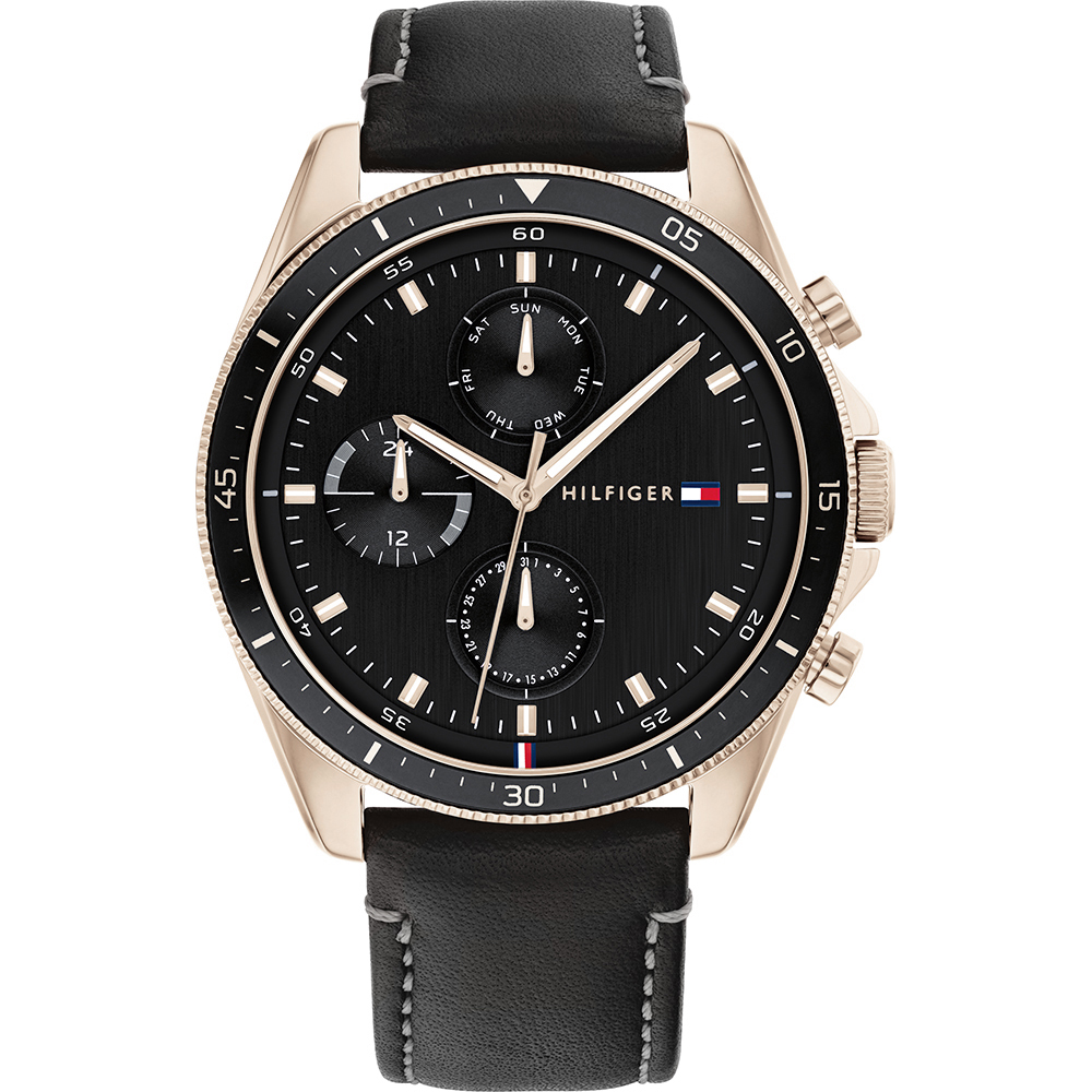 TOMMY HILFIGER PARKER GOLD STAINLESS STEEL CHRONOGRAPH BRACELET WATCH WITH  BLUE DIAL - BRANDS from Adams Jewellers Limited UK